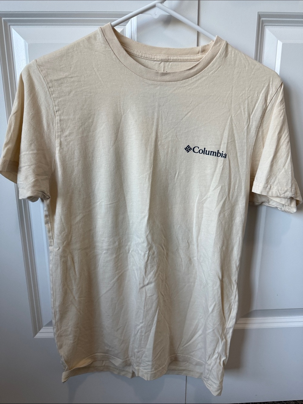Columbia Short Sleeve Crew Tee in Light Cream with Navy Logo